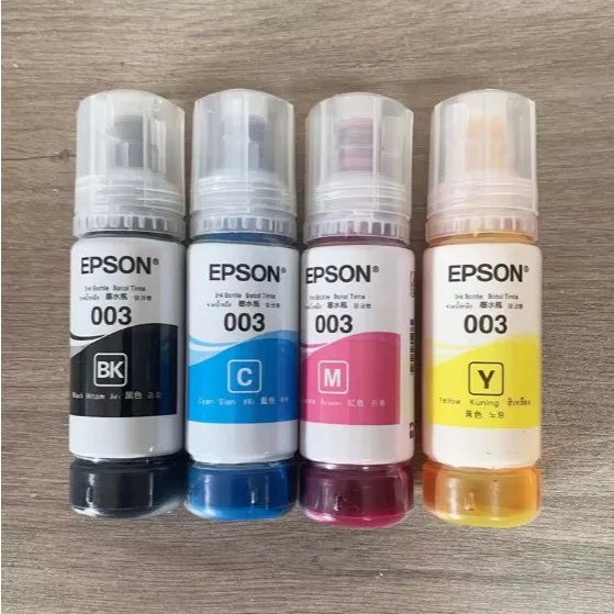 หมึกเติมแท้ EPSON เอปสัน 003 ใช้กับ 4 สี 4 ขวด ไม่มีกล่องL1110 L1210 L3100 L3101 L3106 L3110 L3150 L3250 สามารถออกบิลเงิ