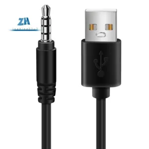 3.5 มม. ปลั๊ก AUX แจ็คเสียง เป็น USB 2.0 ตัวผู้ สายชาร์จ อะแดปเตอร์ สําหรับรถยนต์ MP3