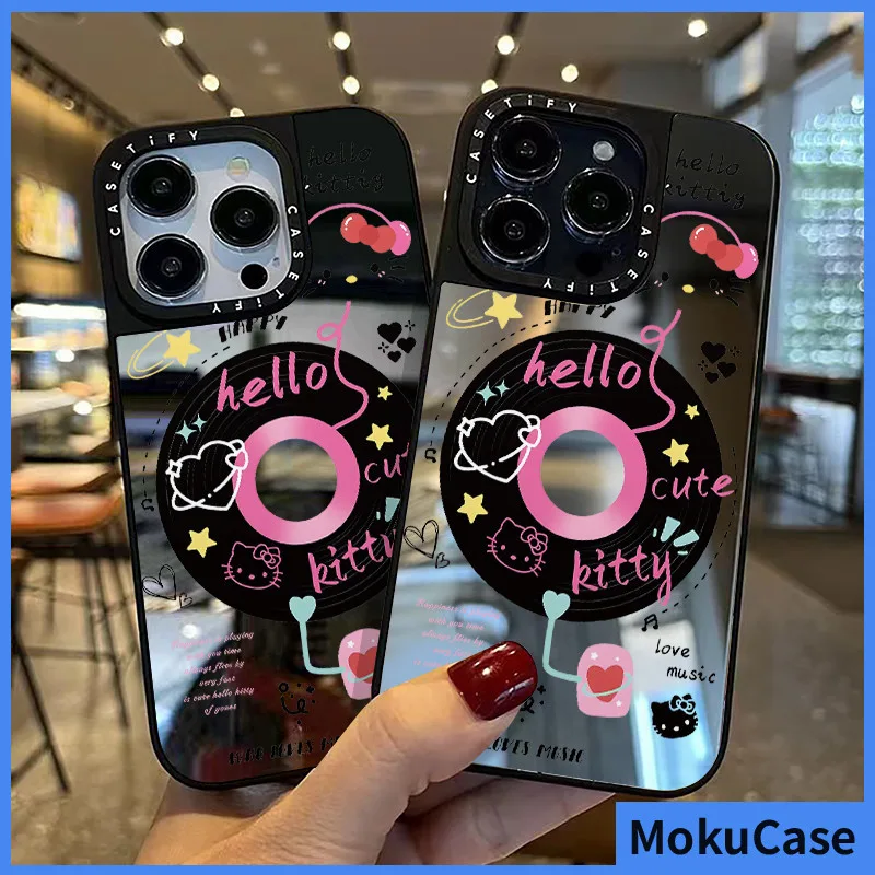 เคสไอโฟน 15/14/13/12/11 Pro max บันทึกของคิตตี้สีชมพู สำหรับสาว ๆ กระจกเงา Compatible Case iPhone 11