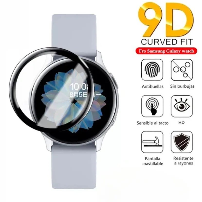 ฟิล์มกันรอยหน้าจอ 9D นิ่ม โค้ง สําหรับ Samsung Galaxy Watch 4 5 Pro 45 มม. 46 มม. Galaxy Watch Active 4 2 40 มม. 44 มม.
