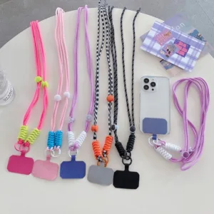 เสน่ห์โทรศัพท์สีสำหรับโทรศัพท์มือถือเชือกเส้นเล็กยืดสายรัดข้อมือสากลกล้องโทรศัพท์มือถือสายรัดบัตรประจำตัวยิมแขวนเชือก