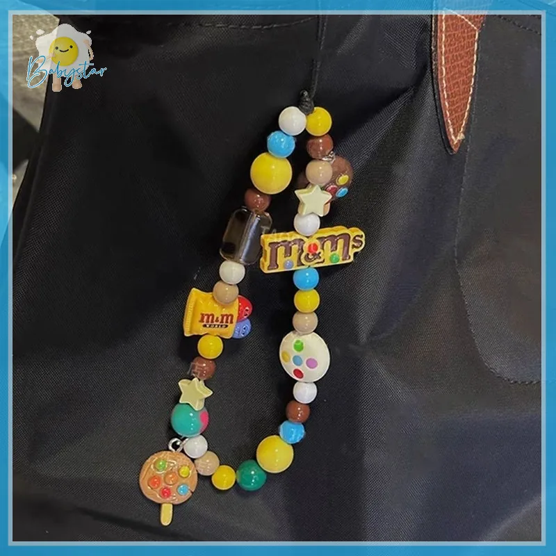 [InthehotT] สนุก M&M ถั่วโทรศัพท์จี้ลูกปัดสีพวงกุญแจ Charm หูฟังกรณีเชือกแขวน Anti-Lost กล้อง Lanyard สายคล้องกระเป๋าตกแต่ง [ใหม่]