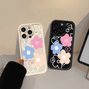 เคสโทรศัพท์มือถือทนทานและแฟชั่น TPU for iPhone11 12 13 14 15 16 Pro Max XR XS X 7/8Pดอกไม้สี่สี