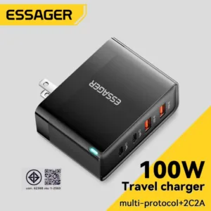 Essagerหัวชาร์จเร็ว 2C+2U 100W GaN  Quick Charger หัวชาร์จเร็ว 4 พอร์ต รองรับ MacBook Laptop Smartphone