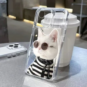 Cute Cat กรณีที่ชัดเจน for Samsung S24 Ultra S23 Plus S22 S21 S20 FE A55 A54 A53 5G A52 A51 A34 A35 A13 A14 A22 A32 A33