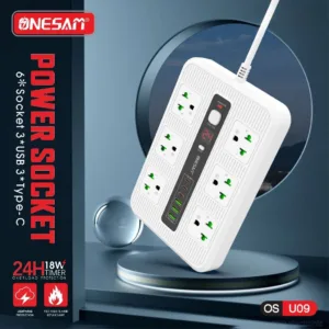 ปลั๊กไฟ ONESAM รุ่น OS-U09 3 USB พอร์ต และ 3 PD พอร์ต ชาร์จไว 3.6A สายยาว 2
