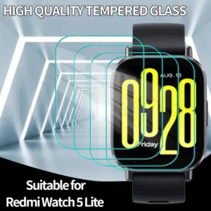 9h ความแข็งกระจกนิรภัยป้องกันฟิล์มสําหรับ Redmi Watch 5 Lite - Smart Watch Screen Protector Cover - HD Transparent Tempered Film - Full Cover Anti-Scratch Protector Film