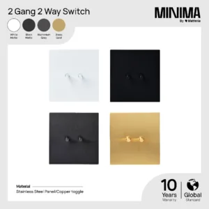 Minima รุ่น MN-XX-02 Switch 2 gang 2 way ขนาด 85x90 mm สีด้าน สวิทซ์มินิมอล สแตนเลส สวิทซ์สวยๆ