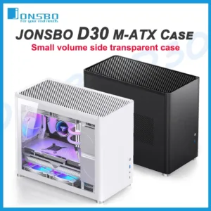 Jonsbo D30 M-ATX เคสอลูมิเนียมใส สีขาว ดํา เงิน รองรับน้ําหล่อเย็น 240 องศา