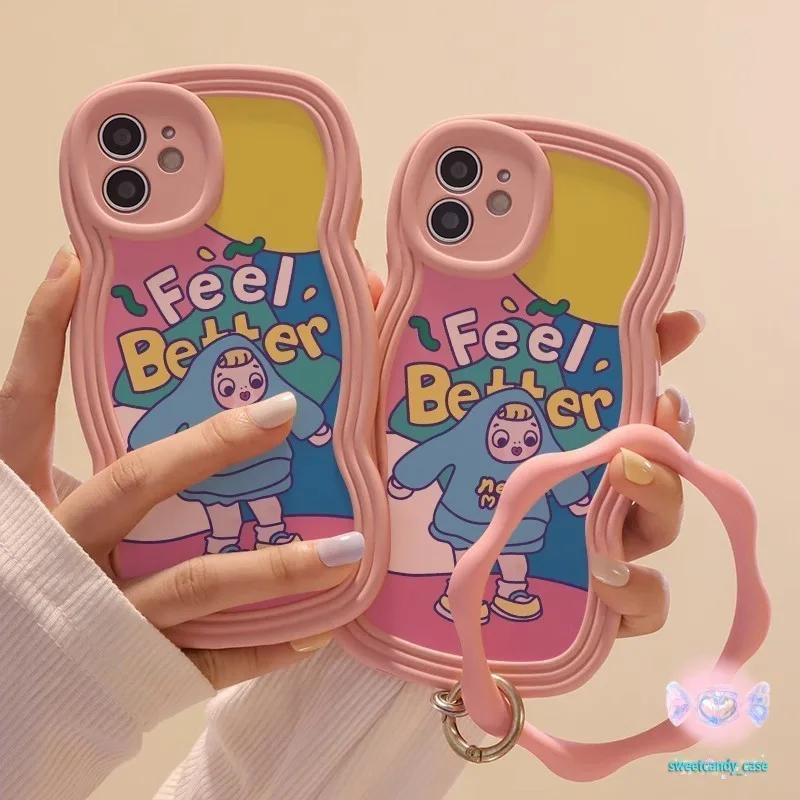 [จัดส่งในพื้นที่] เคสโทรศัพท์หยักสีชมพูสาวน้อยเข้ากันได้กับ iPhone X XR XS MAX  11 13 14 15 12 Pro Max 7 8 14 15 Plus