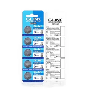 ถ่านกระดุม ถ่านไบออน คุณภาพดี แบตเตอรี่ลิเธียม ทรงกลม แบน (1แพ็ค/5ก้อน) 2032 GLINK CR2032 LITHIUM 3V