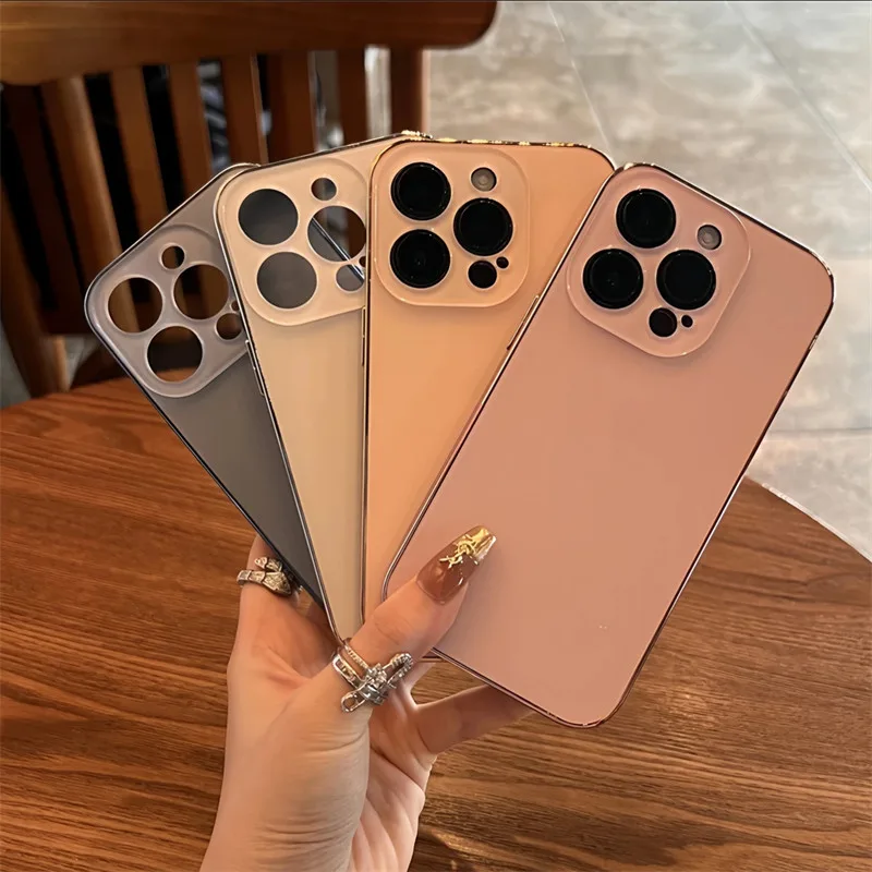 เคสโทรศัพท์มือถือแบบกระจกแข็ง ผิวด้าน กันกระแทก หรูหรา สําหรับ IPhone 15 Pro Max 11 12 13 14 Pro Max