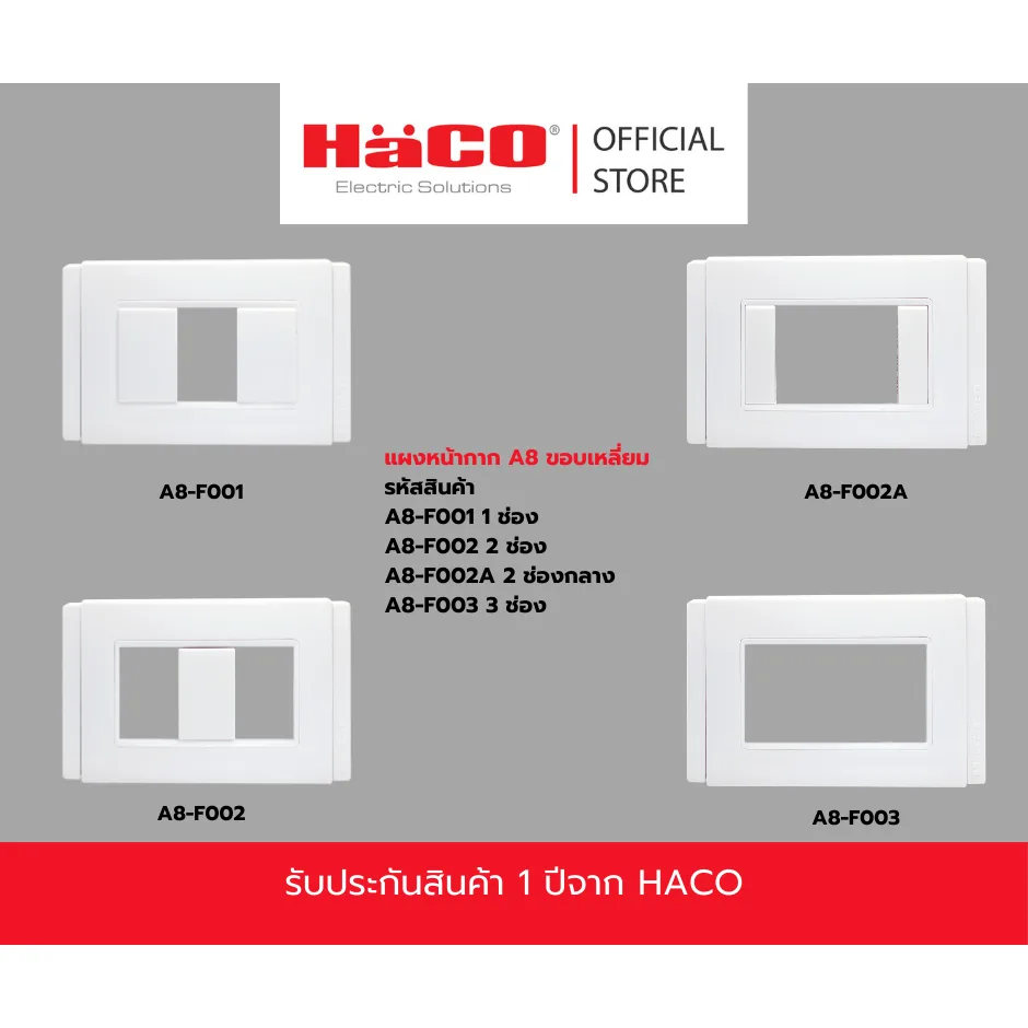 Haco แผงหน้ากากสำหรับสวิตช์ A8 รุ่น A8-F001