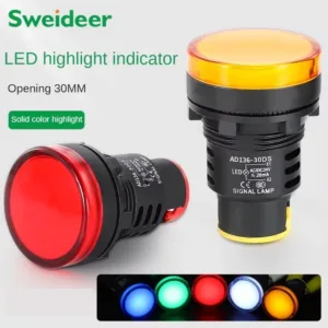 30 มม.ไฟ LED AD136-30DS พลาสติกขนาดเล็กสัญญาณไฟโคมไฟลูกปัด 12V 24V 36V 110V 220V 380V สีแดงสีเขียวสีเหลืองสีฟ้าสีขาว