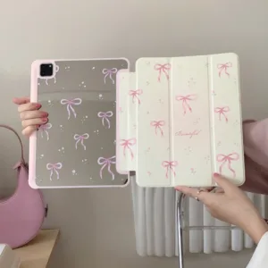 พร้อมส่ง เคสไอแพด Air6 Gen9 Air5 Acrylicริบบิ้น ผีเสื้อ Mirror เคสiPad MINI7 ถาดใส่ปากกาขวา pro12.9