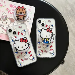 Iphone 16 15 PRO MAX 14 PRO MAX 15 ลายคิตตี้ วัสดุอะคริลิค โปร่งใส เคสโทรศัพท์แม่เหล็ก + ที่ยึดแม่เหล็ก