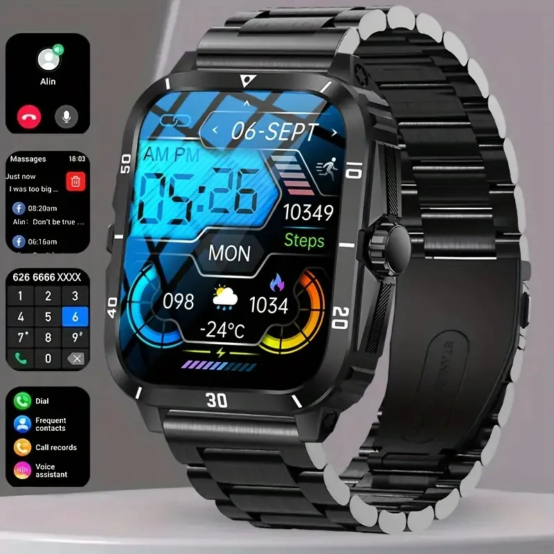 นาฬิกาข้อมือสมาร์ทวอทช์ กันน้ํา 1.96 นิ้ว HD 3ATM 2024 สําหรับผู้ชาย