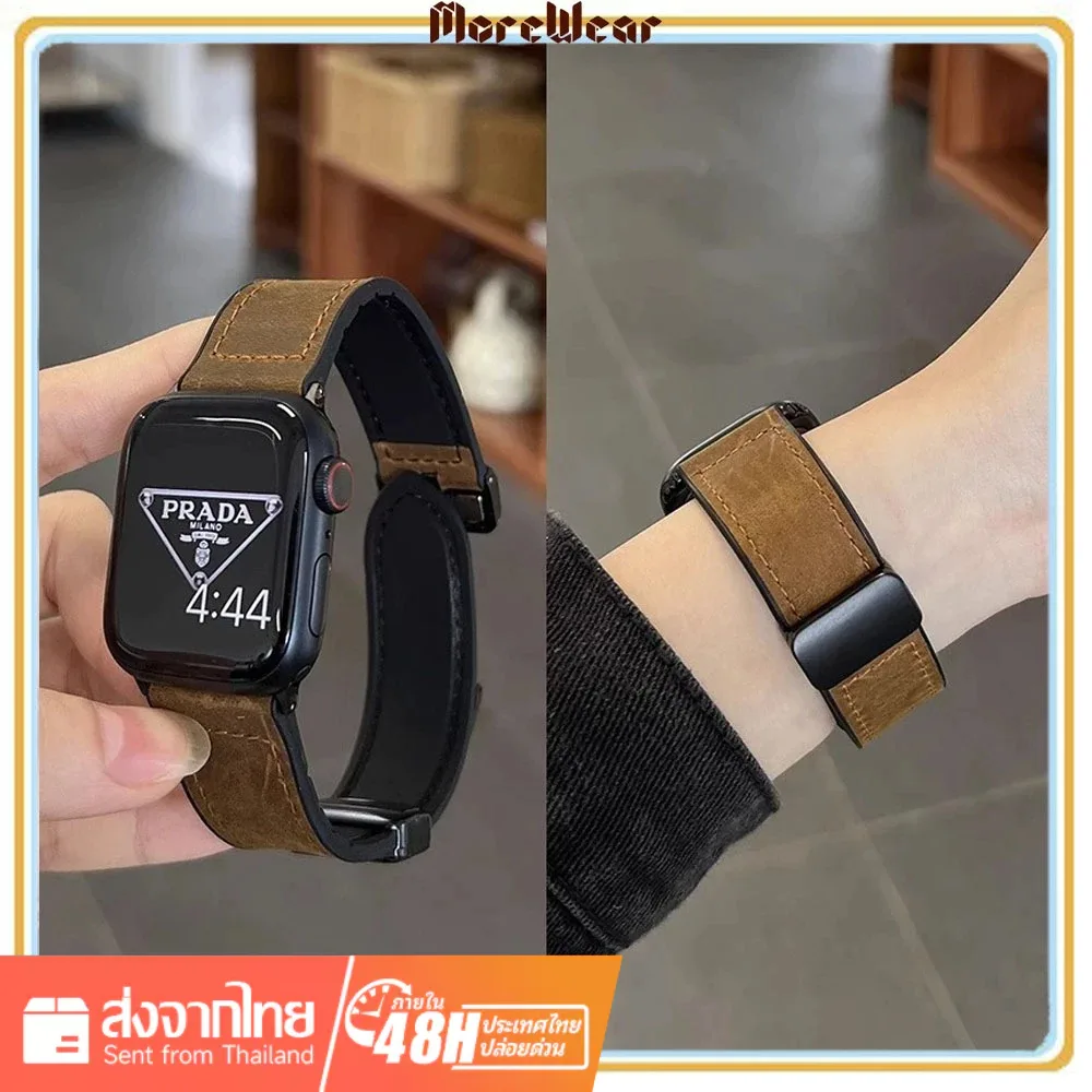 สายนาฬิกาข้อมือซิลิโคน หนังแม่เหล็ก แบบเปลี่ยน สําหรับ iWatch Series 9 8 7 SE 6 5 4 3 Ultra Apple Watch 40 มม. 44 มม. 41 มม. 45 มม. 49 มม.