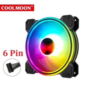 พัดลมเคส Coolmoon RAY-X RGB 6Pin 120mm.