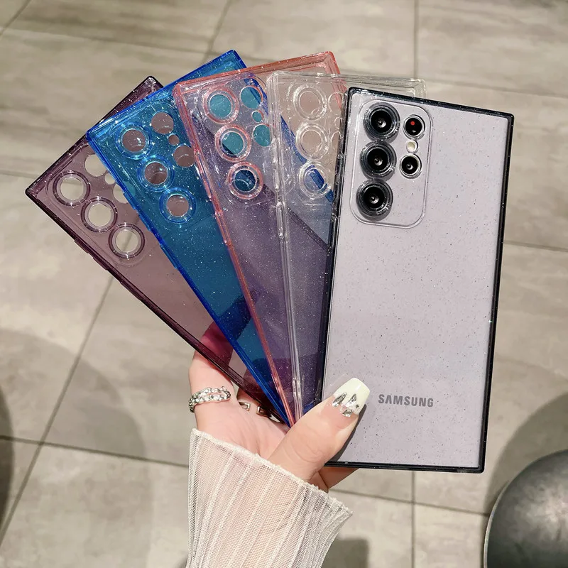 เคสโทรศัพท์มือถือแบบนิ่ม ใส แต่งกลิตเตอร์ สําหรับ Samsung S24 Ultra S23 S22 S21 S20 Plus S23fe S21fe S20fe Note 20