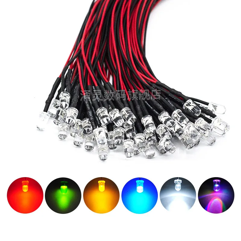 5MM อัลตร้าไฮไลต์ไดโอดเปล่งแสง 5V 12V LED แถบลูกปัดรุ่นตกแต่งรถของเล่นไฟแสดงสถานะเรืองแสง