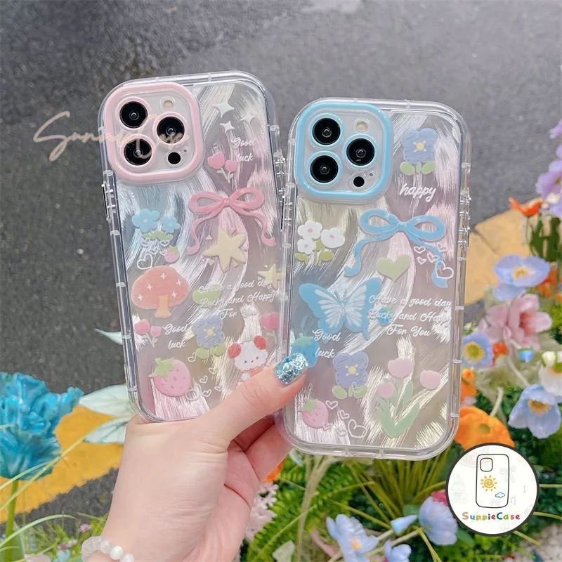 เรียบง่าย เคสไอโฟน13 โบว์ สำหรับ IPhone 12 15 11 16 13 14 Pro Max XS XR X Max 8 16 15 7 Plus SE 2020 พื้นผิวกระจก เคส