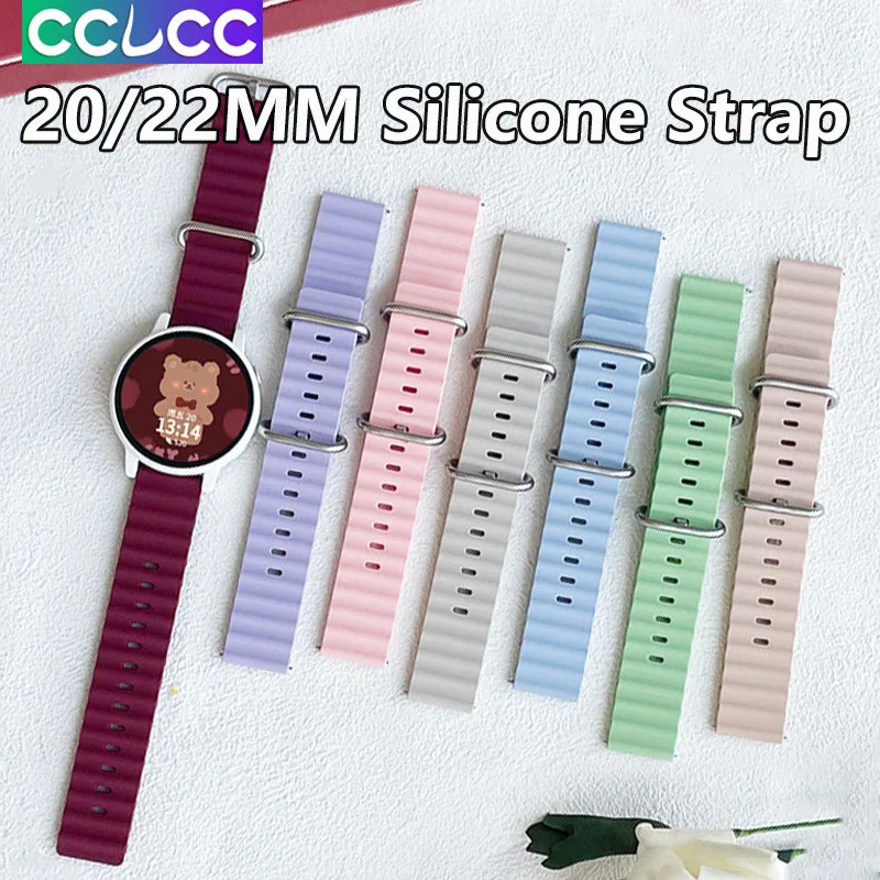Cclcc สายนาฬิกาข้อมือ ซิลิโคนนิ่ม กันน้ํา ระบายอากาศ สีแคนดี้ สําหรับ Samsung Galaxy Watch 6 5 4 44 มม. 40 มม. HUAWEI Smart Watch GT 4 3 2 46 มม. 20 มม. 22 มม.