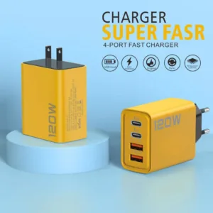 4-in-1 อะแดปเตอร์ชาร์จโทรศัพท์มือถือ USB Type C QC3.0 120W ชาร์จเร็ว สําหรับสมาร์ทโฟน แท็บเล็ต