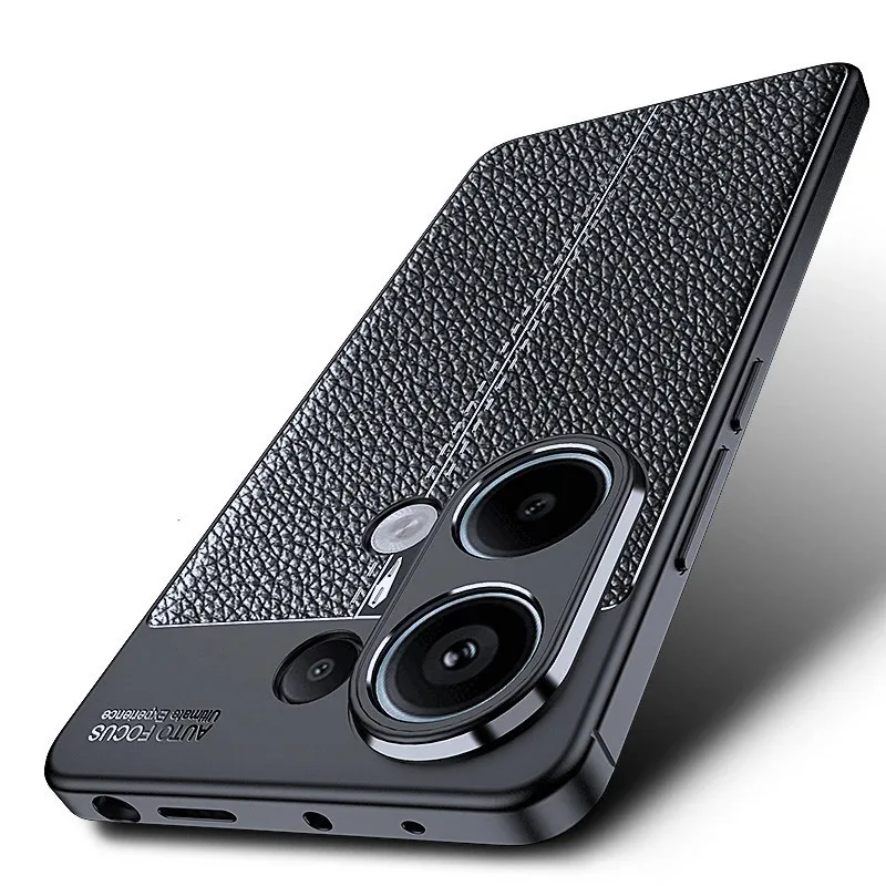 สําหรับ Xiaomi Poco M6 Pro 4G บาง TPU หนัง พื้นผิว ฝาครอบ ป้องกันรอยขีดข่วน เคสกันกระแทก