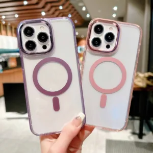 เคสไอโฟน 16 Pro Max Plus แม่เหล็ก เพชร เคสโทรศัพท์แบบใส ฮาร์ดอะคริลิก โปร่งใส กันกระแทก รองรับการชาร์จแบบไร้สาย ปกป้องกล้อง เคส iPhone 16 Pro Max เคส iPhone 16 Plus