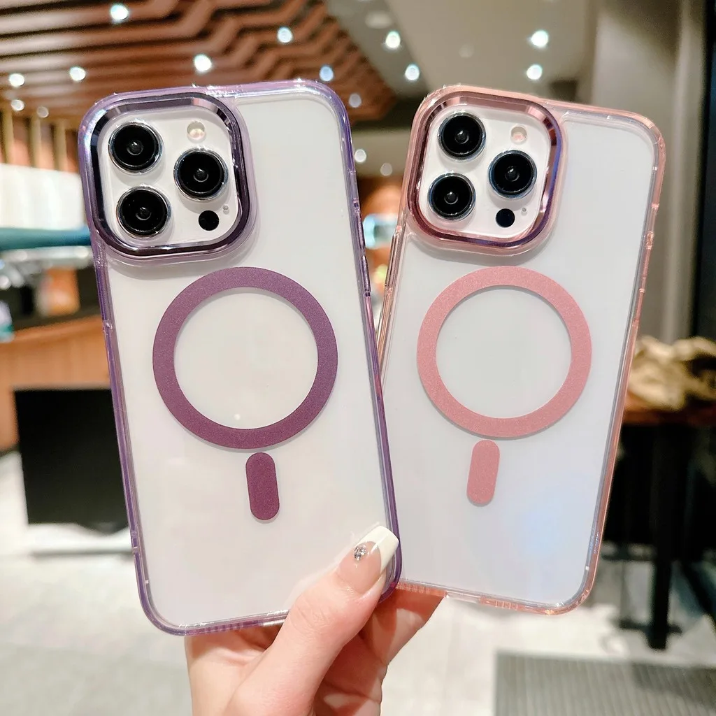 เคสไอโฟน 16 Pro Max Plus แม่เหล็ก เพชร เคสโทรศัพท์แบบใส ฮาร์ดอะคริลิก โปร่งใส กันกระแทก รองรับการชาร์จแบบไร้สาย ปกป้องกล้อง เคส iPhone 16 Pro Max เคส iPhone 16 Plus