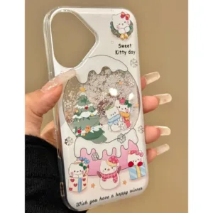 Christmas Crystal Ball Gift Kitty เหมาะสําหรับ Apple 16/14/13pro เคสโทรศัพท์ 12/11 Soft xr/xs Anti-7 เคสโทรศัพท์