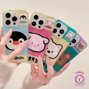น่ารักการ์ตูนสัตว์สายรัดข้อมือน่ารักเคสโทรศัพท์สําหรับiphone 11 12 13Pro Max 14Plus XR XS Max 7 8 Plus SE2020 การ์ตูนฝาครอบโทรศัพท์สําหรับIPhone 15ProMaxสาวเพื่อนโซ่แขวนเชือกZBD
