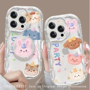 [ราคาโปรโมชั่น] เคสโทรศัพท์สัตว์น่ารักเข้ากันได้กับiPhone X XR XSสูงสุด 11 13 14 15 12 Pro Max 7 8 14 15 Plus 12 13 Mini