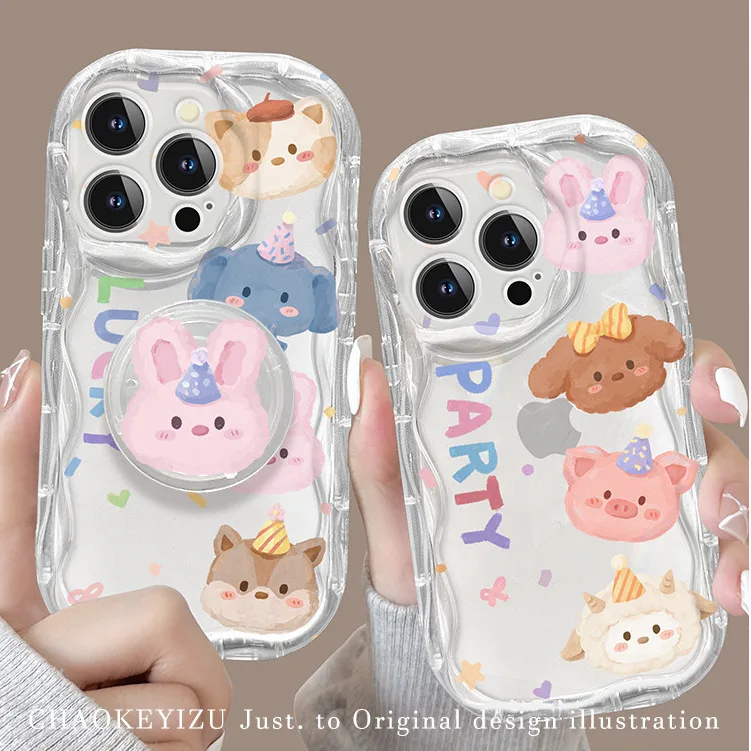 [ราคาโปรโมชั่น] เคสโทรศัพท์สัตว์น่ารักเข้ากันได้กับiPhone X XR XSสูงสุด 11 13 14 15 12 Pro Max 7 8 14 15 Plus 12 13 Mini