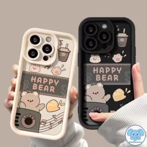แฮปปี้หมีชานมยิ้มดอกไม้ชุด Samsung A14 A03s A13 A15 A05 A03 A12 A24 A25 A52 A23 A50 A32 A21s A54 A05s A34 A02s A53