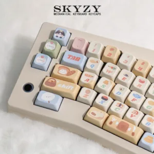 ทําอาหาร Kitty Keycaps SOA Profile ญี่ปุ่น Cuisine Cat PBT Dye Sub คีย์บอร์ด Keycap Alice