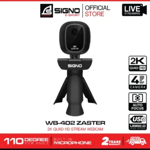 กล้องเว็บแคม SIGNO รุ่น (WB-402) E-Sport 2K Quad HD Stream Webcam ZASTER