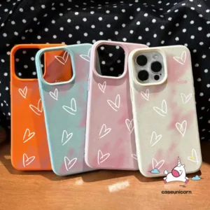 โรแมนติกสีชมพูน่ารักหัวใจรักการ์ตูนแท็กdopamineกรณีเข้ากันได้สําหรับiphone 15 12 11 14 13 16 Pro Max XR 16Plus XS Max X 15 16 14 Plusหรูหราผิวรู้สึกหนังเนื้อนุ่มกรณี