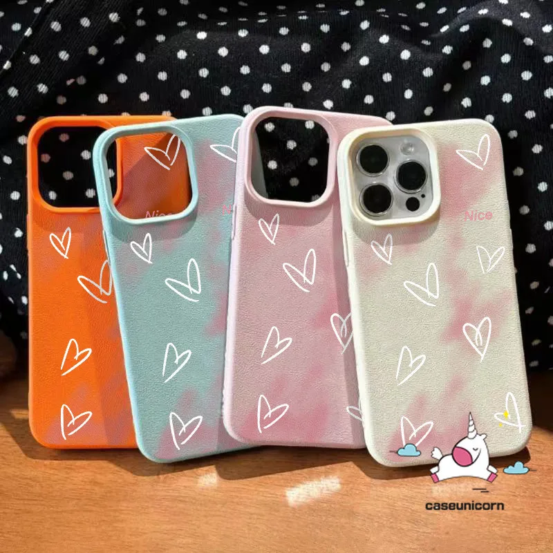 โรแมนติกสีชมพูน่ารักหัวใจรักการ์ตูนแท็กdopamineกรณีเข้ากันได้สําหรับiphone 15 12 11 14 13 16 Pro Max XR 16Plus XS Max X 15 16 14 Plusหรูหราผิวรู้สึกหนังเนื้อนุ่มกรณี