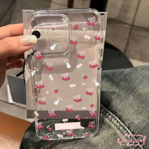 โบว์ชมพูแสนสวย เชอร์รี่แดงแสนน่ารัก เคสRedmi 9A A1 9 13C 12C 10 10C 12 9T 9C NFC Note 12 10 13 9 8 11 Pro Max Poco M3 X5
