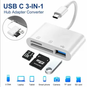 OTG Type C/Micro usb to SD Card Camera Reader 3 in 1 โอนรูปเข้า โทรศัพท์ หรือ คอมพิวเตอร์ ผ่านหัวเสียบ การ์ดรีดเดอร์