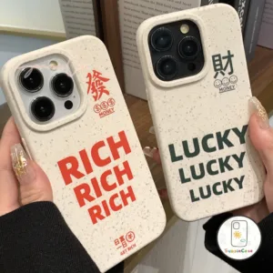 แฟชั่นตัวอักษรย่อ Rich Lucky กรณีย่อยสลายได้นุ่มเข้ากันได้ iPhone 7Plus 15 11 12 13 14 Pro Max XR 6 6s 7 8 Plus X XS Max