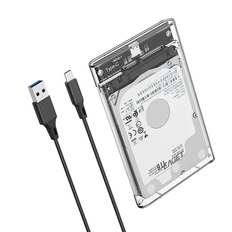 Eaget 2.5" Hard Drive Enclosure 6Gbps สําหรับ SSD HDD ฮาร์ดไดรฟ์ภายนอก Disk Case อินเทอร์เฟซ Type C