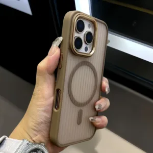 【Corrugated texture/Matte acrylic hard case/Bronze】เคส compatible for iphone 11 12 13 14 15 16 pro max case