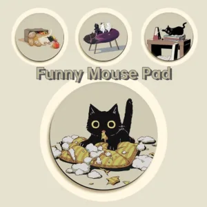 รอบแมวน่ารักแผ่นรองเมาส์ Mousepad Kawaii แมวตลกออกแบบ Mousepad คอมพิวเตอร์แล็ปท็อป Office และ Gaming โต๊ะสําหรับสาว