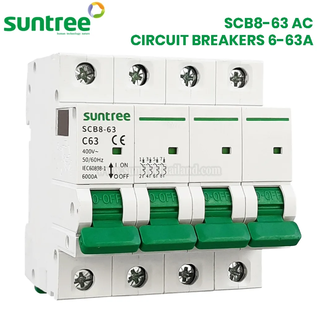 Suntree SCB8-63 AC Circuit Breaker MCB 4P 400V ตัวเลือก 32A