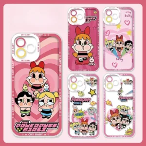 เคสโทรศัพท์มือถือแบบนิ่ม ใส ลาย The Powerpuff Girls POP MART Crybaby สําหรับ Samsung S24 Ultra S23 Plus S22 S21 S20 S23 FE Note 10 Lite 10 Pro 20 J7 Prime J6 Plus A21S A72 A15 A25 M23