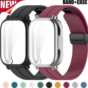 Tpu เคสเต็ม + สายซิลิโคนแม่เหล็กเข้ากันได้สําหรับ Xiaomi Redmi Watch 5 Active ฝาครอบป้องกันอัจฉริยะและสายรัดเข้ากันได้กับ Xiaomi Redmi Watch 5 Lite อุปกรณ์เสริม