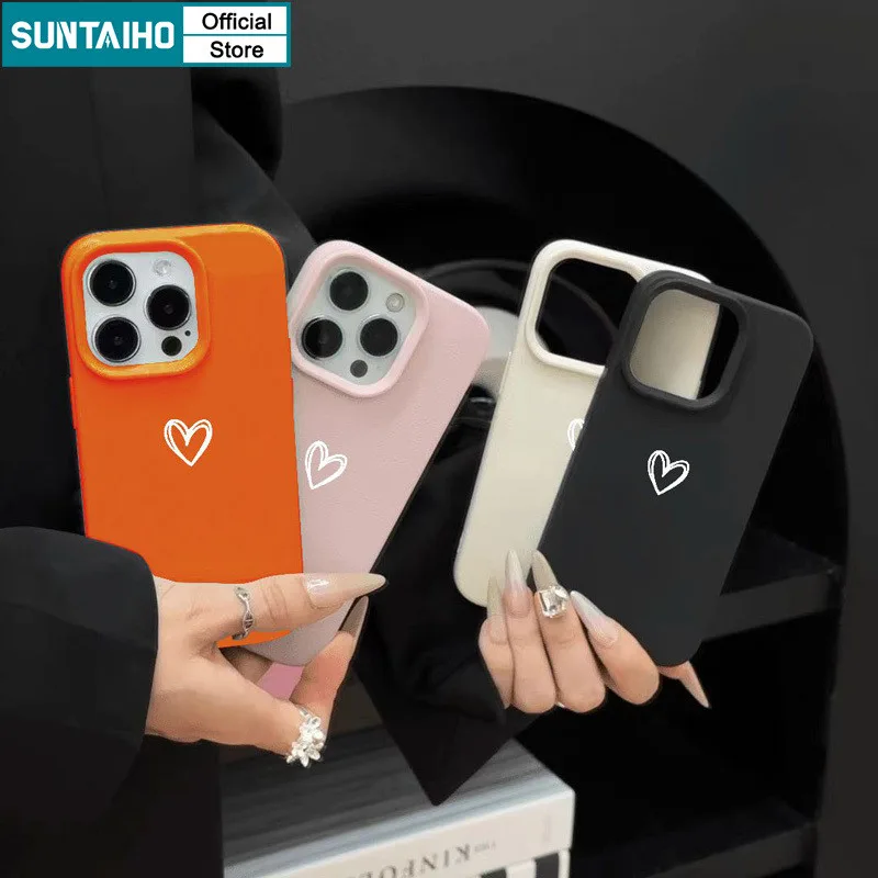 Suntaiho แฟชั่นปลอกเรียบง่ายรูปแบบรักเคสโทรศัพท์สําหรับIphone 16 15 14 13 12 11 Pro Max IP 7 8 Plus Iphon X Xs XR Xs Maxซิลิคอนนุ่มพรีเมี่ยมกันกระแทกปกหลัง